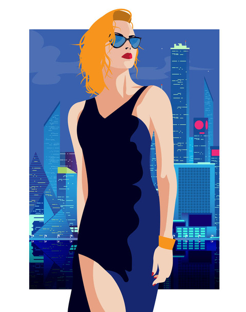Fashion girl dans le style pop art à New York. Illustration vectorielle. - Vecteur, image