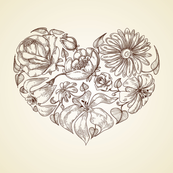 Heart of flowers graphic icon  - Vector, afbeelding