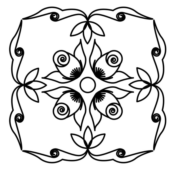 Mandala design koncept růže květiny a listy izolované na bílém pozadí  - Vektor, obrázek