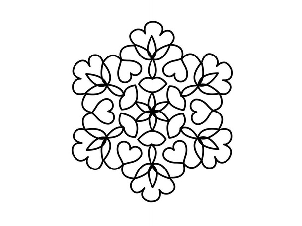 Indiai hagyományos és kulturális Rangoli design koncepció virágos vonal művészet szerelem szív szimbólumok elszigetelt fehér háttér - vektor illusztráció - Vektor, kép