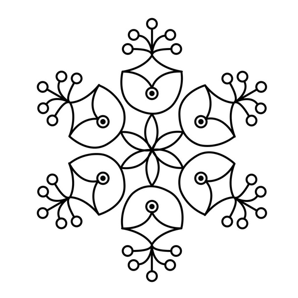 Indické tradiční a kulturní Rangoli Mandala design koncept květinové linie umění izolované na bílém pozadí - vektorové ilustrace - Vektor, obrázek
