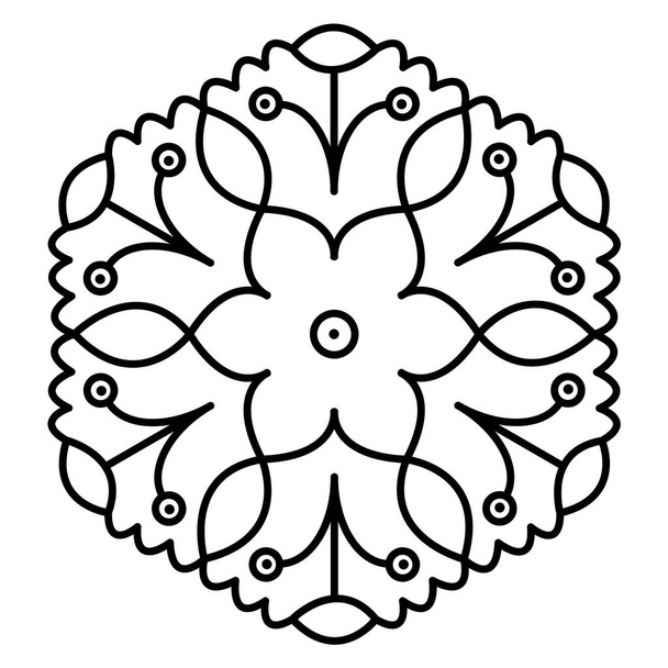 Indické tradiční a kulturní Rangoli design koncept květinové linie umění izolované na bílém pozadí - vektorové ilustrace - Vektor, obrázek