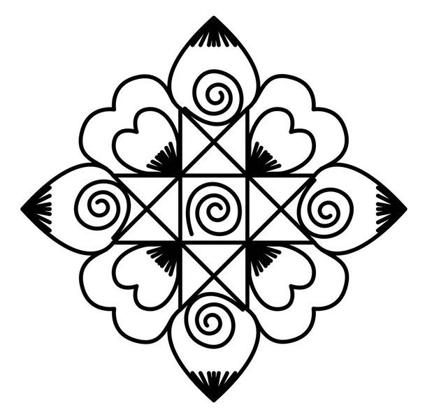 Indické tradiční a kulturní Rangoli design koncept květinové vzory a spirály izolované na bílém pozadí - vektorové ilustrace - Vektor, obrázek