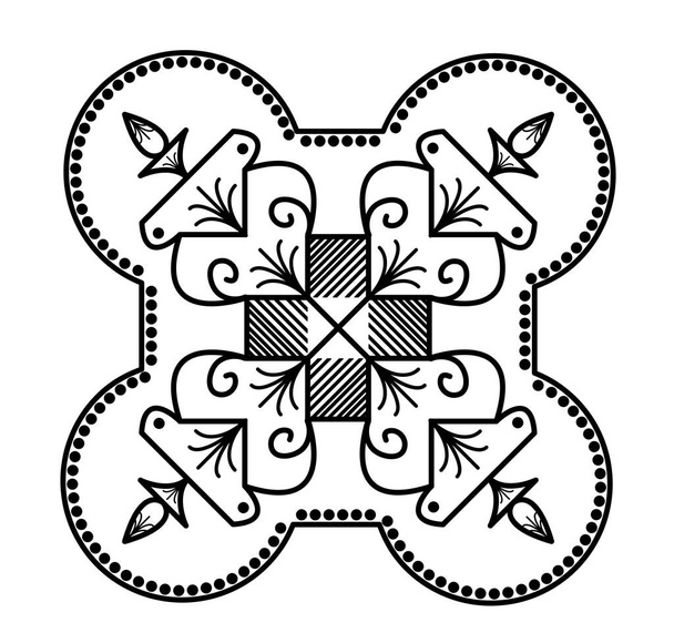 Indické tradiční a kulturní Rangoli Mandala design koncept festivalových symbolů, teček a lamp izolovaných na bílém pozadí - vektorová ilustrace - Vektor, obrázek