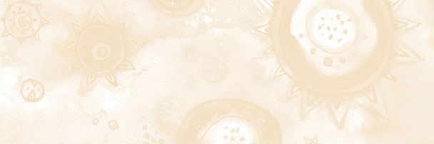 Nádherný béžový vodorovný prapor s akvarelovou ozdobou. Ručně malované abstraktní pozadí. Prvek uměleckého designu, skvělý pro záhlaví webu. - Fotografie, Obrázek