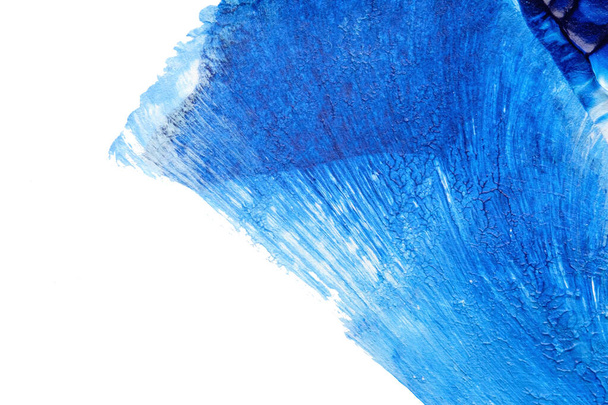 青抽象アクリル絵具色のテクスチャーを使用して白い紙の背景にroschach inkblotメソッド - 写真・画像