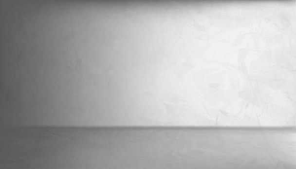 Šedý Cement Nástěnná textura Pozadí, Šedá Betonová podlaha povrch místnosti s popraskané textury vzor se světlem a stínem. Minimal Empty studio Room, Vector backkdrop, Gallery banner with Copy space - Vektor, obrázek