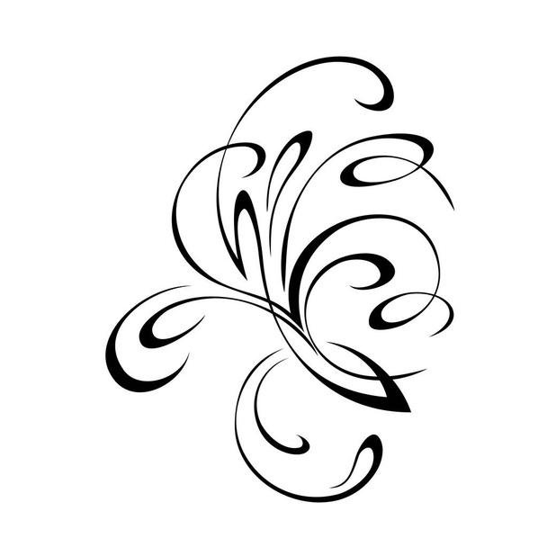 dekorativer abstrakter Zweig mit Locken in schwarzen Linien auf weißem Hintergrund - Vektor, Bild
