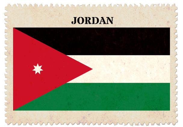 Bandera Jordan Sello postal aislado sobre fondo blanco con ruta de recorte - Foto, imagen