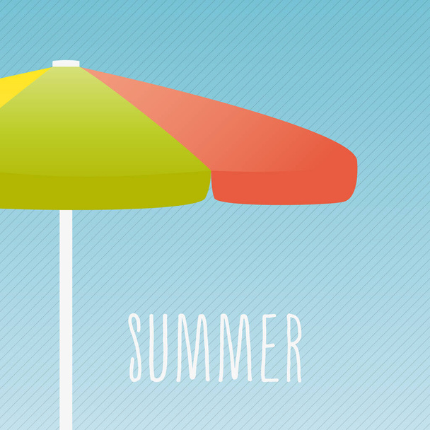 Színes napernyő. Lazíts a parton. Vektor illusztráció, lapos kialakítás - Vektor, kép