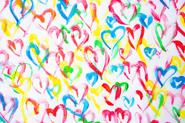 Bright colorful pattern of many hearts.Background for decoration and design.Happy Valentine's Day.The concept of celebration and love - Fotó, kép
