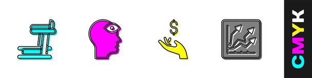 Set Treadmill machine, Man with third eye, Hand holding coin money and Financial growth increase icon. Vector - Vector, Image