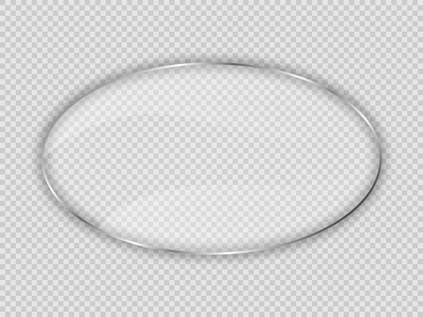 Glass plate in oval frame isolated on transparent background. Vector illustration. - Vettoriali, immagini