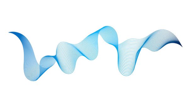 Абстрактный фон с синими волновыми градиентными линиями на белом фоне. Современные технологии, волновой дизайн. Векторная иллюстрация - Вектор,изображение
