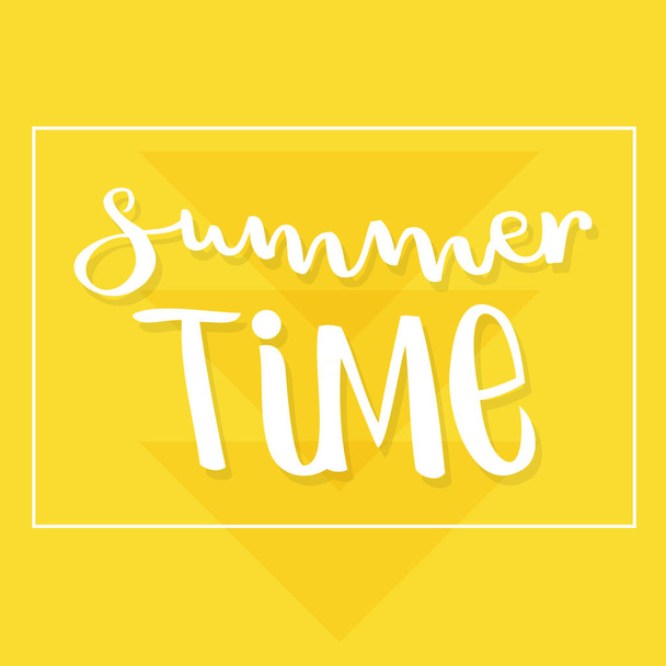 Summer time lettering. Polygonal background. Yellow color. Vector illustration, flat design - Vector, Image