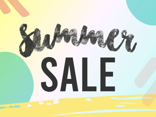Summer sale. Horizontal colorful banner for invitation, flyer, poster or web. Vector illustration, flat design - Διάνυσμα, εικόνα