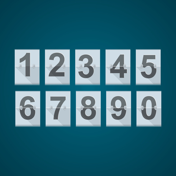 Set of numbers for mechanical scoreboard. - Vetor, Imagem