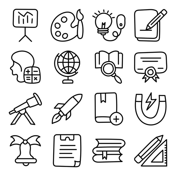 Pack of Science and Education Linear Icons - Vector, Image