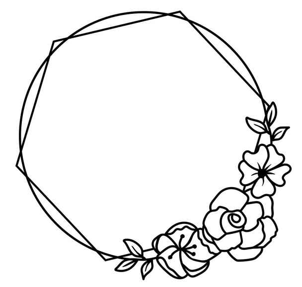 vector illustration of a floral frame, boho flowers - Vettoriali, immagini