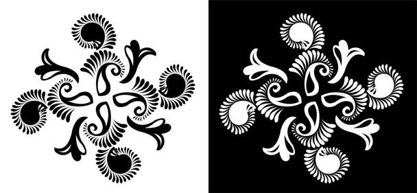 Mandala design koncept květinové paisley umění izolované na černém a bílém pozadí - Vektor, obrázek