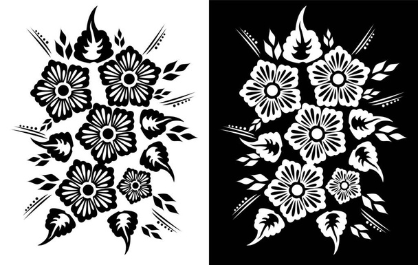 Krásné Abstraktní květinový vzor izolované na černobílém pozadí  - Vektor, obrázek