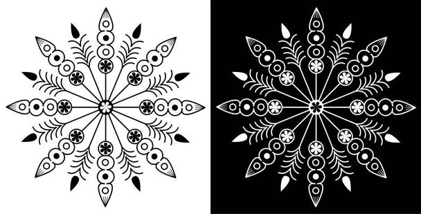 黒と白の背景に隔離された矢印の美しい曼荼羅のデザインコンセプト - ベクター画像