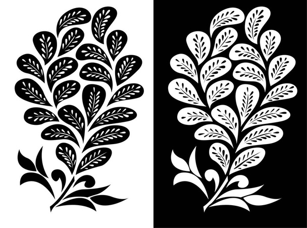 listové okvětní lístky koncept květinového umění izolované na černém a bílém pozadí - Vektor, obrázek