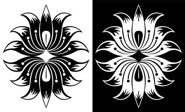 Krásné lotos květinový design koncepce izolované na černém a bílém pozadí  - Vektor, obrázek