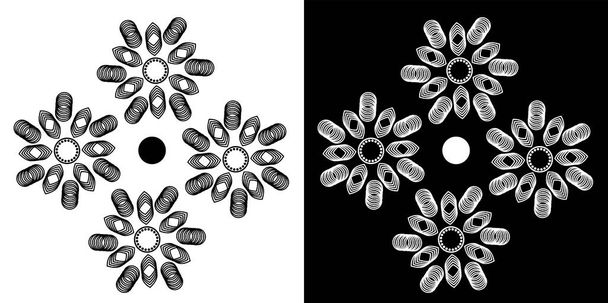 Krásná mandala design koncept kruhového vzoru izolované na černém a bílém pozadí  - Vektor, obrázek