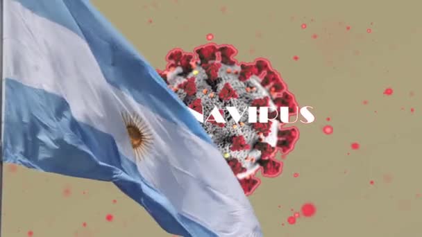 Флаг Аргентины и COVID-19. Коронавирус глобальной пандемии.   - Кадры, видео