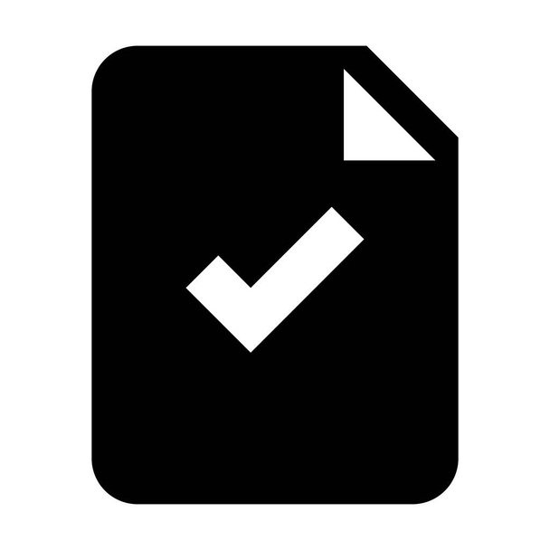 Vetor de ícone de documento com marca de seleção para negócios e finanças em uma ilustração de pictograma de glifo - Vetor, Imagem
