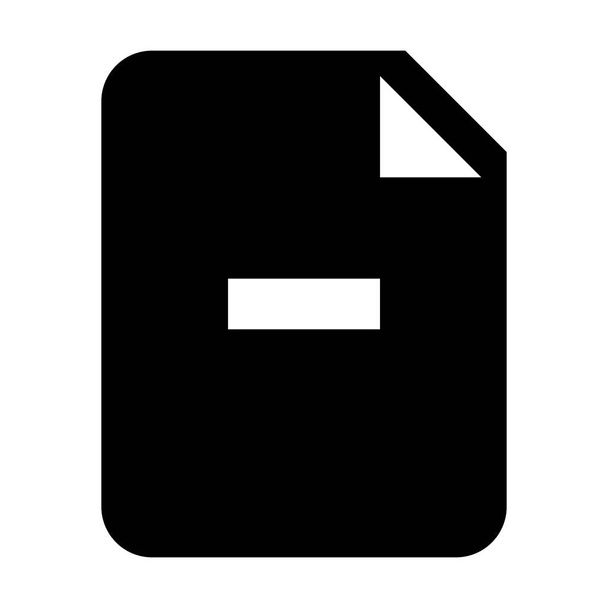 Remover vetor de ícone de documento com símbolo de menos para aplicação empresarial e finanças em uma ilustração de pictograma de glifo - Vetor, Imagem