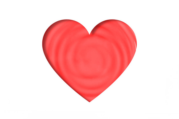 Знаки Дня Святого Валентина, баннер или открытка. Бумага искусства красное сердце изолированы на белом фоне. Форма сердца накладывается на тонус в красной воде с рябью и волнами - Фото, изображение