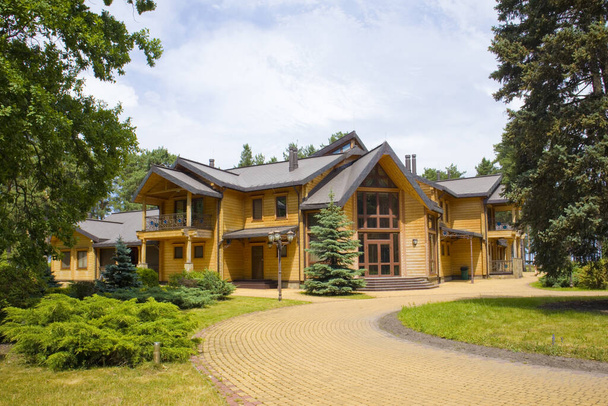 Sukholuchchya, Ukrayna 'daki eski başkan Viktor Yanukoviç' in av evinde "Honka" evi. - Fotoğraf, Görsel