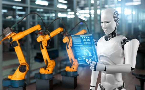 Mekanize endüstri robotu ve robot silahları fabrika üretiminde kullanılacak. . - Fotoğraf, Görsel