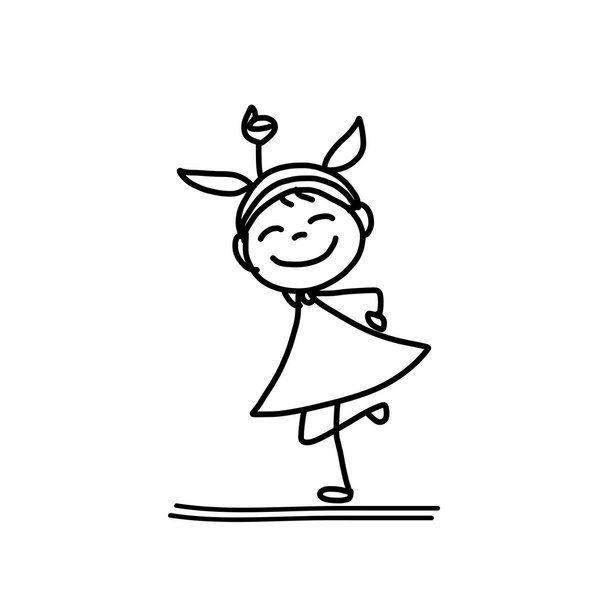 hand drawing cartoon character happy kids - Vector, Image