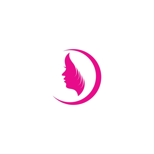 Kobiety twarz sylwetka ilustracja Logo szablon - Wektor, obraz