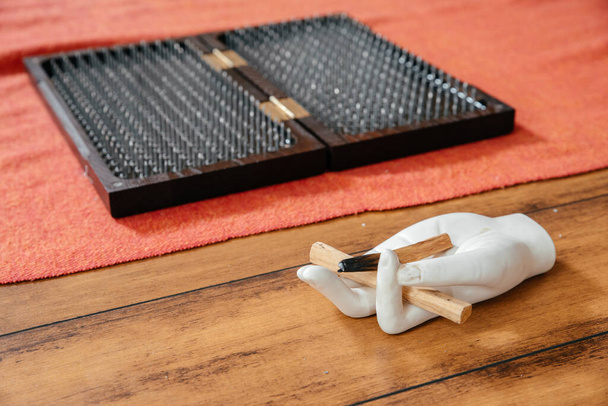 Sadhu board with sharp metal nails. Yoga and health concept - Foto, Bild