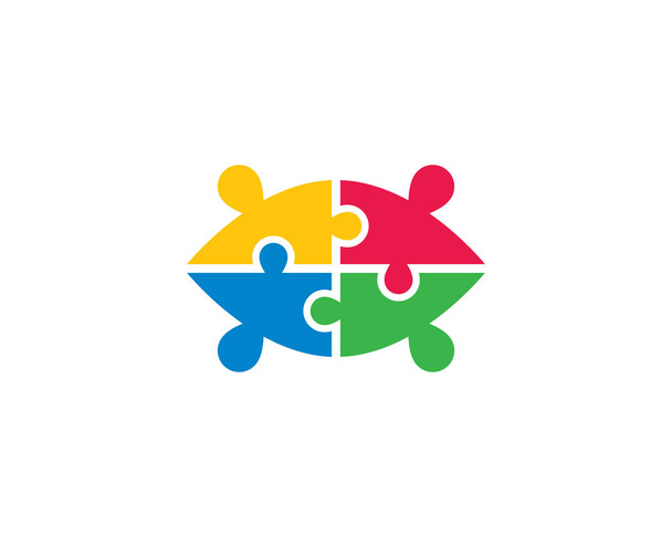Puzzle logo szablon wektor ikona ilustracja projekt - Wektor, obraz