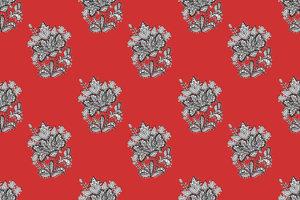 Seamless pattern with interesting doodles on colorfil background. Pano. - Foto, afbeelding