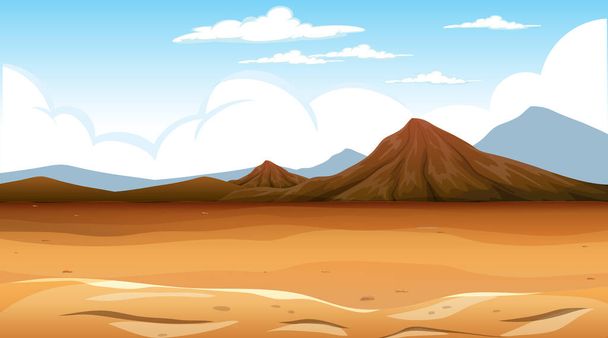 Woestijnbos landschap op dag scène illustratie - Vector, afbeelding
