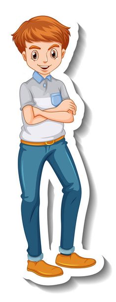 A sticker template with a man in standing pose illustration - ベクター画像