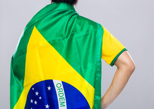 backview του sportman φορούν με σημαία Βραζιλία - Φωτογραφία, εικόνα