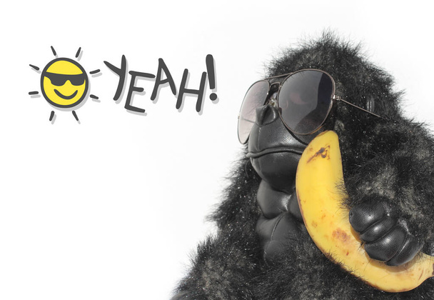 Funny gorilla with banana - Photo, Image