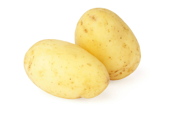 молода картопля ізольована на білому тлі. дві цілі свіжі овочі. новий урожай
 - Фото, зображення