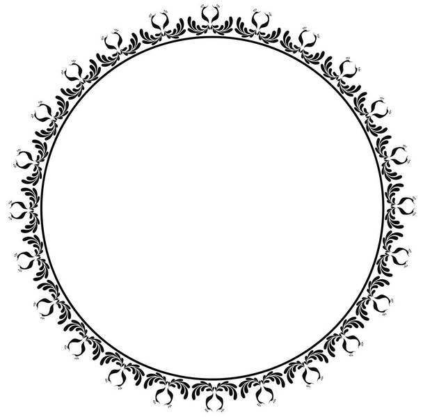 Round frame design concept of floral line art isolated on white background  - Vector, Image