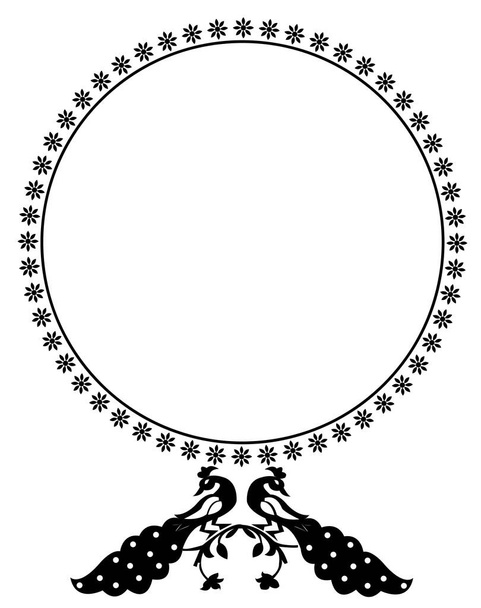 Concepto de diseño de marco redondo de arte de línea floral aislado sobre fondo blanco  - Vector, Imagen