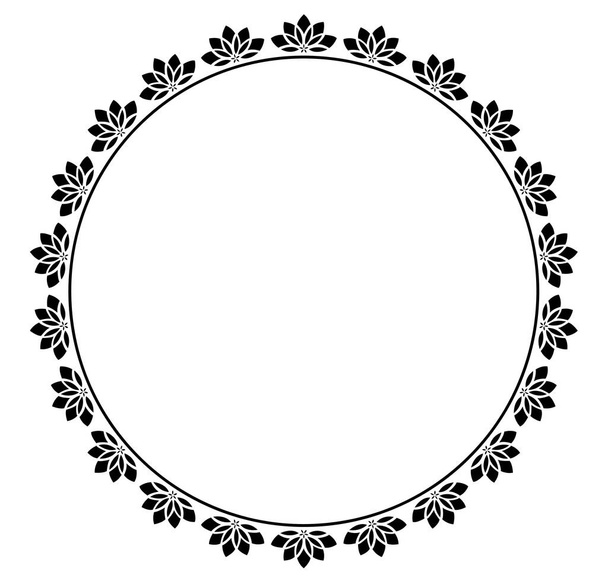 Concepto de diseño de marco redondo de arte de línea floral aislado sobre fondo blanco  - Vector, imagen