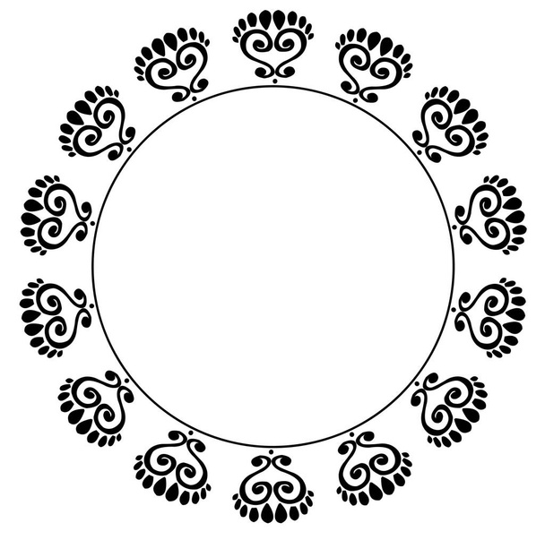 Round frame design concept of floral line art isolated on white background  - Vector, Image