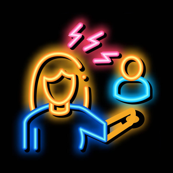 kobieca dyskusja i przekonanie neon świecące ikona ilustracja - Wektor, obraz